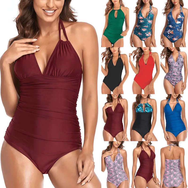 ZL0491 Set sexy da donna Stampato Raccolta V profonda che copre il ventre Costume da bagno bikini sottile Lady Costumi da bagno a tre punti Biquini femminile Costume da bagno estivo per ragazza