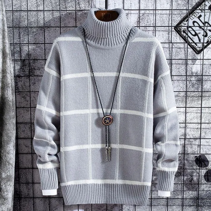 Christmas Sweater Men Clothes 2020 Winter Thick Warm Mens Plaid Sweaters Fashion Classic Turtleneck Men Pullover Warm Pull Homme From 27 5 DHgate