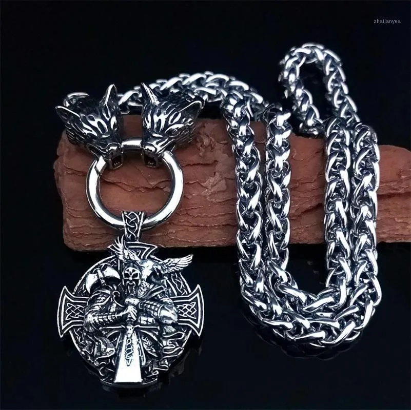 Colar de aço inoxidável masculino Nórdicos Viking Warrior Raven Pingente Boutique Boutique Jóias Presentes1Chains Chains