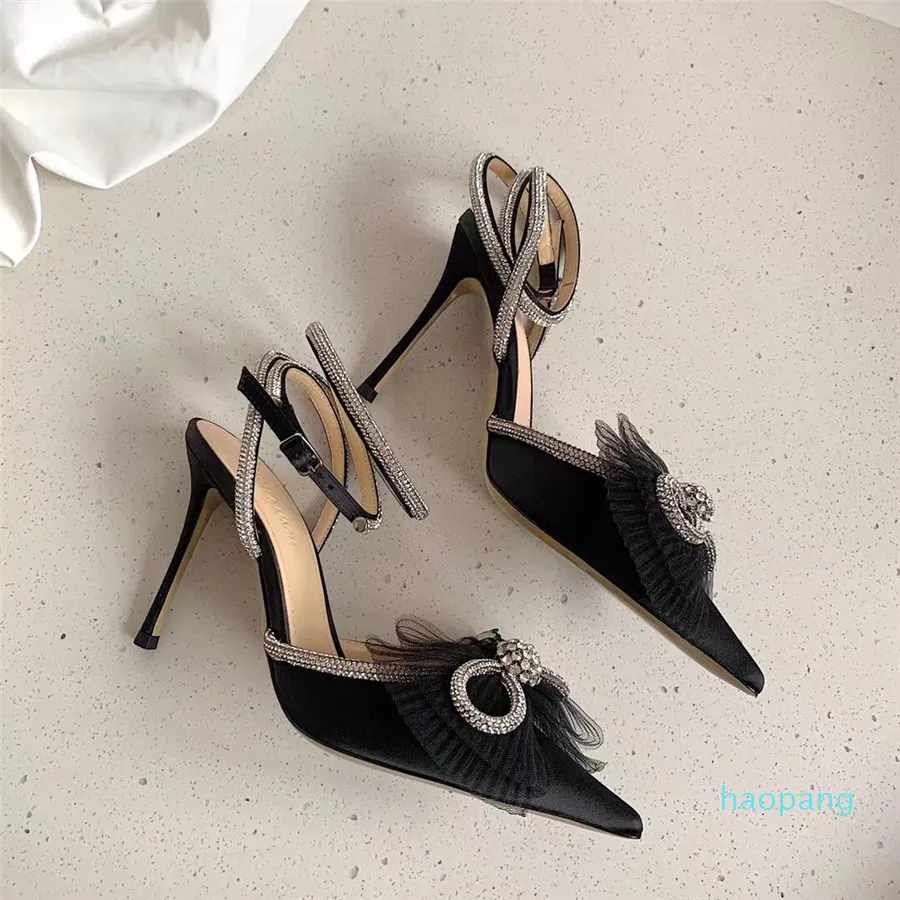 Black satin 2025 slingback evening shoes