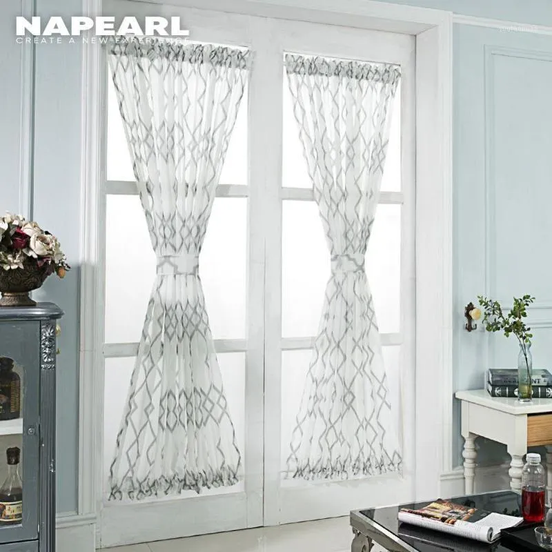 Gardin draperier napearl europeisk stil korta fönster gardiner för dörr draperi färdiga kök elegant enkelpanel heminredning1