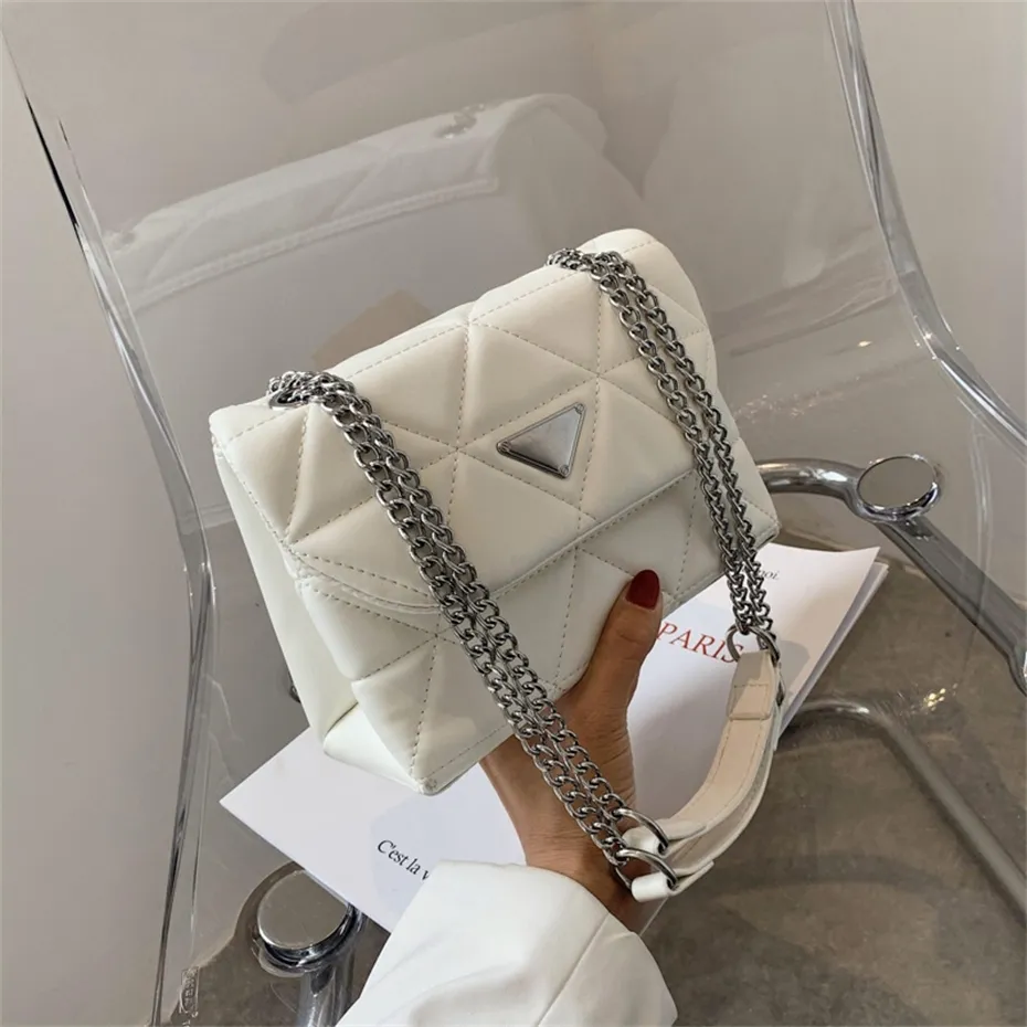 Summer versatile ins small bag women's new fashion Lingge chain texture One Shoulder Messenger Bag