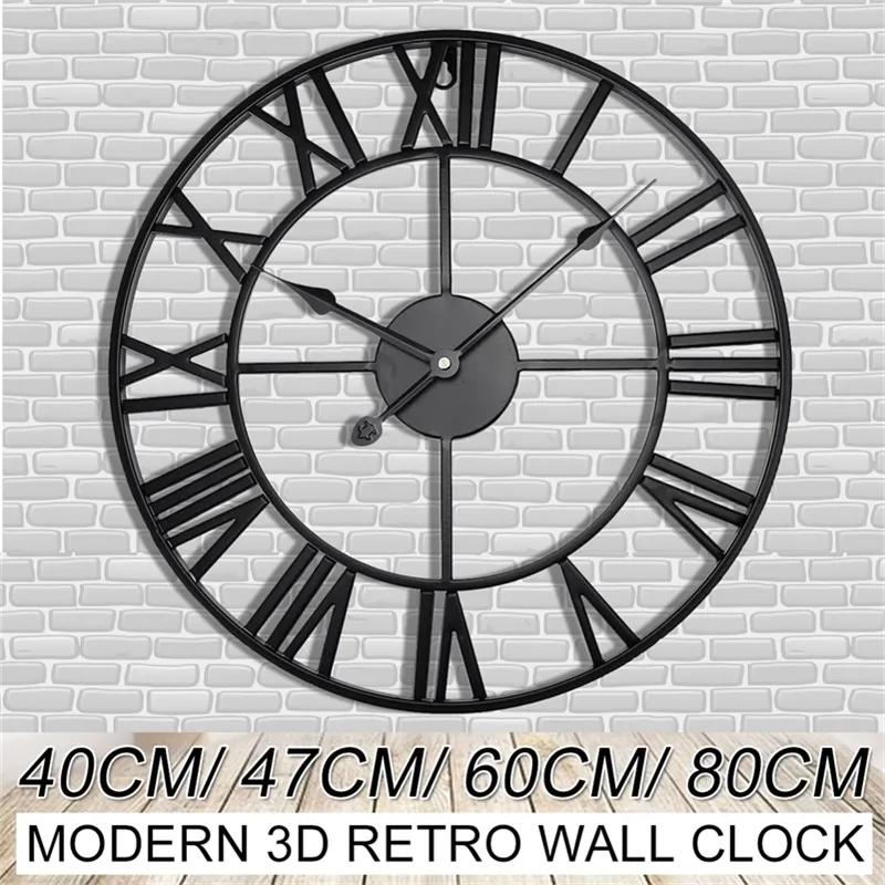 3d Duże Retro Zegar ścienny Ogbiornik Wall Zegarek Pared Horloge Cel Luxury Sztuka Big Gear Metal Vintage salon LJ201211