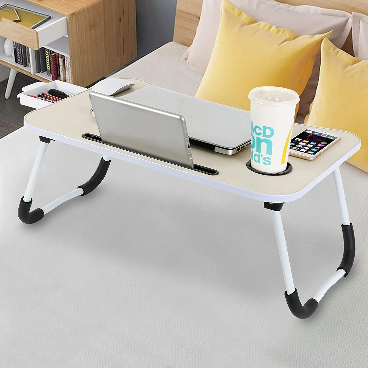 Mesa plegable para laptop para cama, bandeja de cama, escritorio portátil  para sofá, mesa de desayuno plegable, soporte de lectura para sofá, suelo