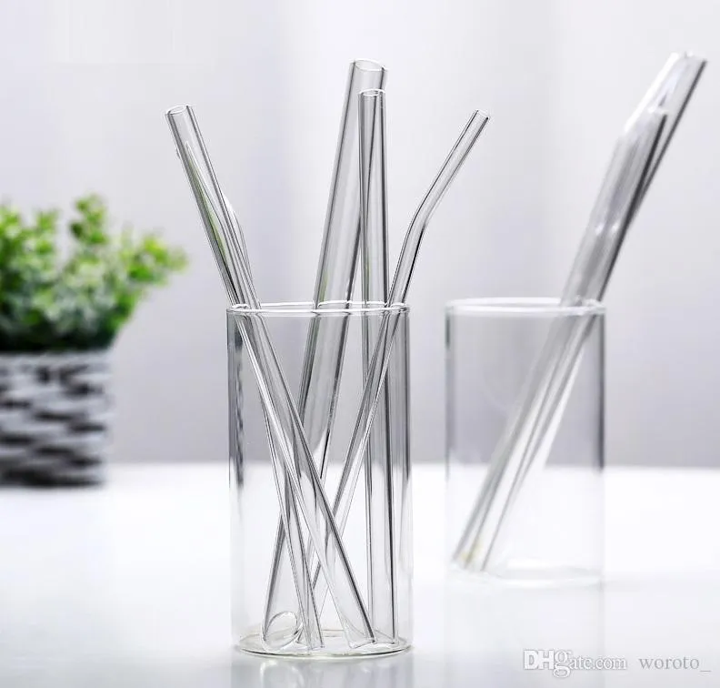 Glass Straws,12-Pack Reusable Glass Drinking Straws, Size 8.5'