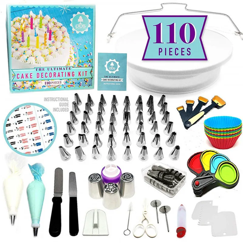 Kuchen Dekorieren Tools Kit Plattenspieler Gebäck Düsen Für Creme Süßwaren Taschen Icing Piping Düsen Tipps Backen Werkzeuge Für Kuchen 201023