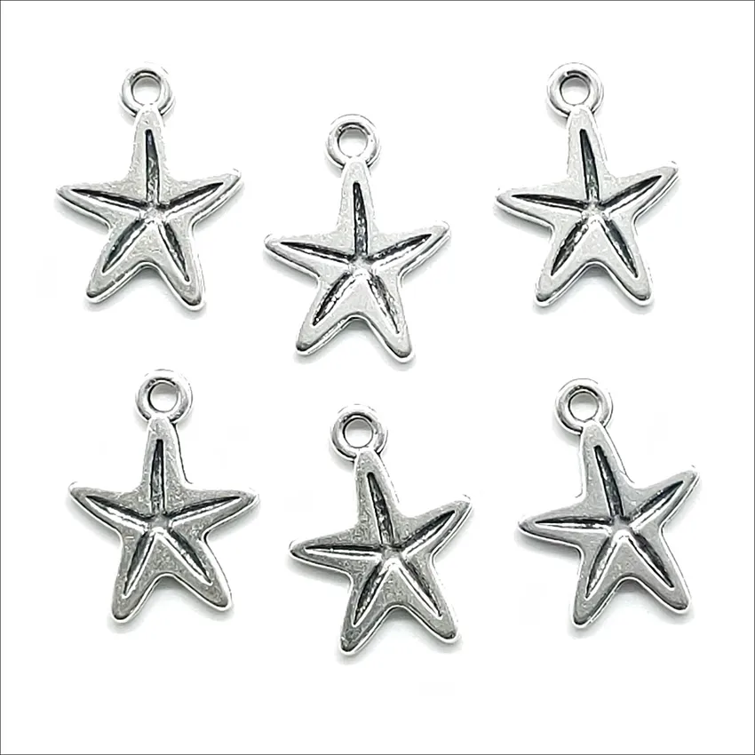 Lot 100pcs Starfish sea star Antique Silver Charms Pendants For Jewelry Making Bracelet Necklace Earrings 13*18mm DH0850