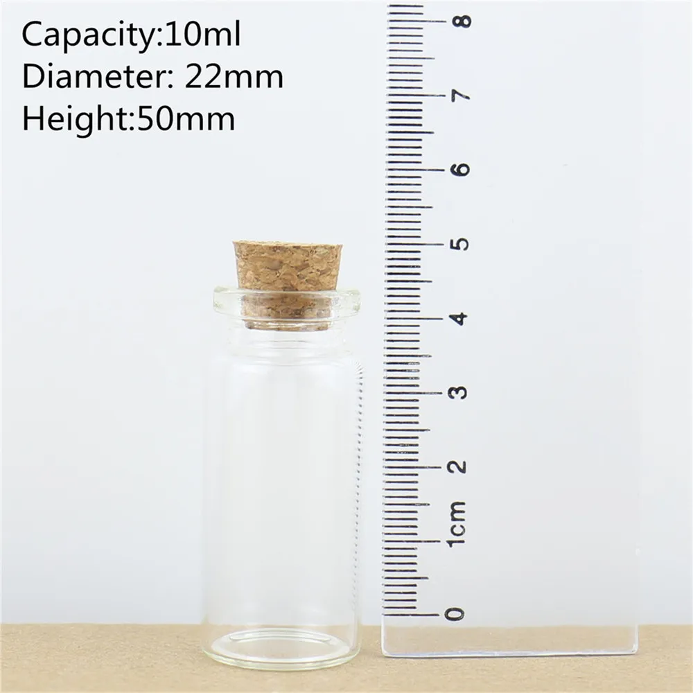 50pcsLot 2250mm 10ml Storage Glass Bottles With Cork Stopper Crafts Tiny Jars Transparent Empty Glass Jar Mini Bottle Gift (6)
