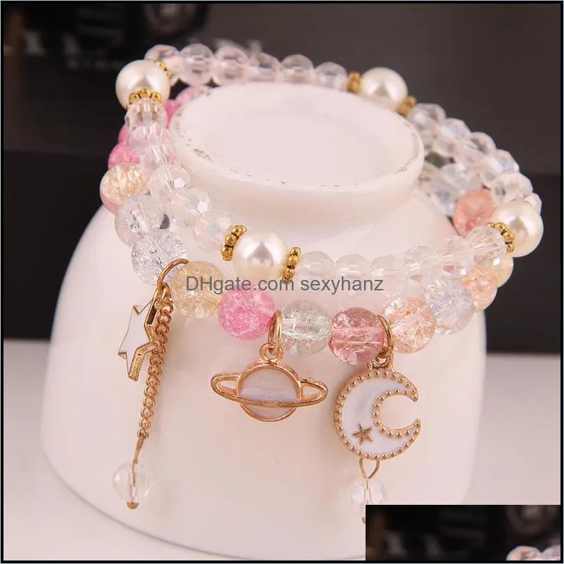 Fashion Crystal Beaded Bracelets & Bangles Luxury Multilayer Star Moon Strand Bracelet Femme Bijoux Charm Pulseras Mujer Jewelry