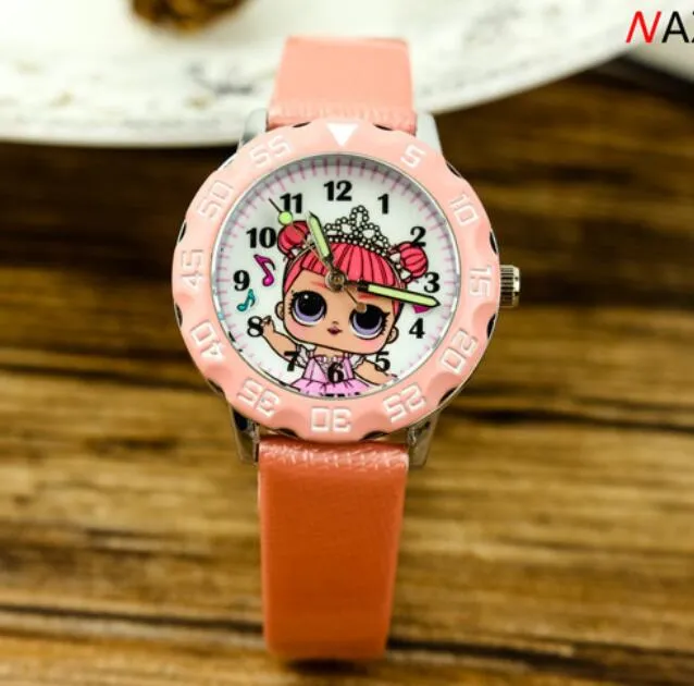 Fashion kids cartoon Watch Cute LOL girls Watches childrens Jelly boy girl Students Leather Strap Wristwatch Pink Candy Clock