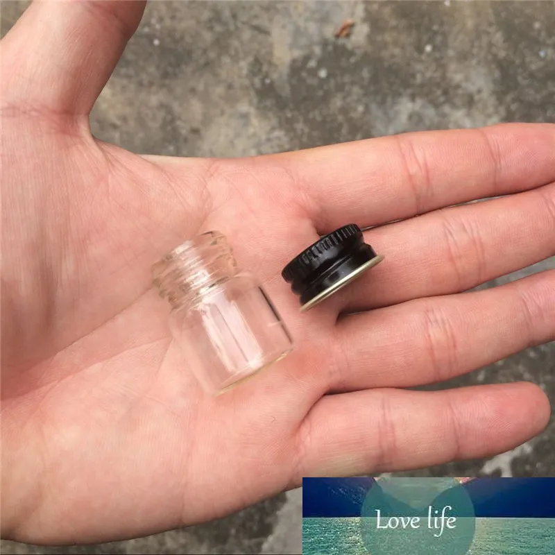 50 Stück 22x30mm kleine Glasflaschen mit schwarzem Schraubverschluss DIY klare transparente leere 5 ml Glasbehälter