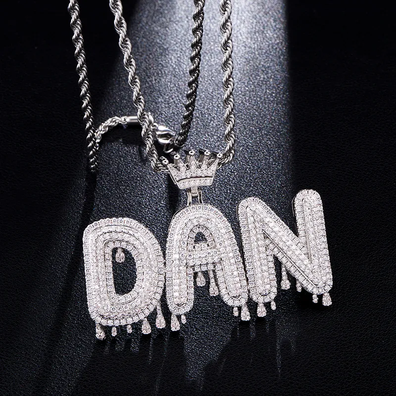 Rapper Chain Letters Hip Hop Custom Name Letters Pendant Necklace with Micro Cubic Zircon ...