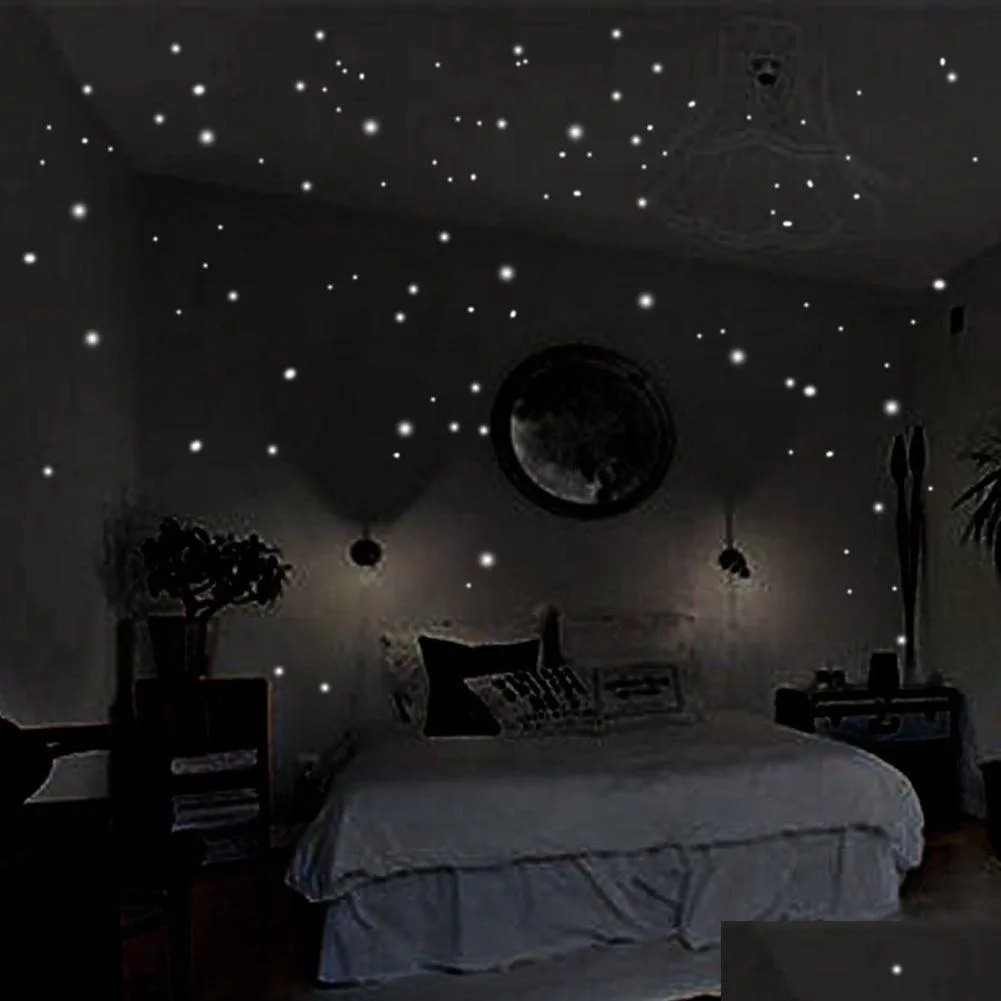 Wandstickers gloeien in de ronde stip Dark Star -stickers Luminous vinyl wandstickers zoals nacht Roman Bbyaao Bdesports