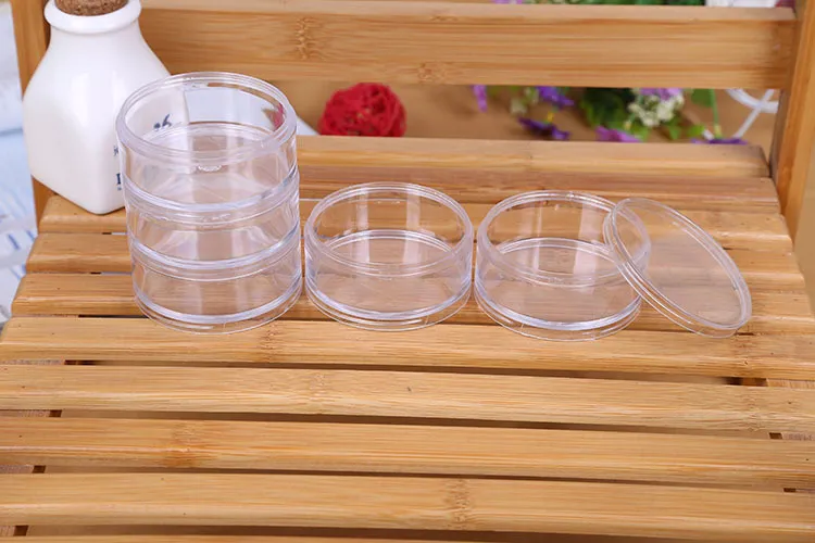 7x7x13.5cm Transparent Plastic Cosmetic Storage Containers Minerals Display Clear Makeup Stackable Small Jar 5 layer LZ1365