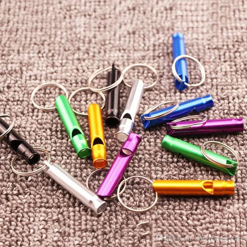 Mini Aluminum Whistle Keychain Dogs Training Keychain Whistle Outdoor Hiking Portable Survival Small Whistle Key Ring Customized BH2837 TQQ