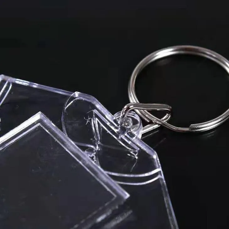 Clear Acrylic Plastic Blank Keyrings Insert Passport Photo Frame Keychain Picture Frame Keyrings