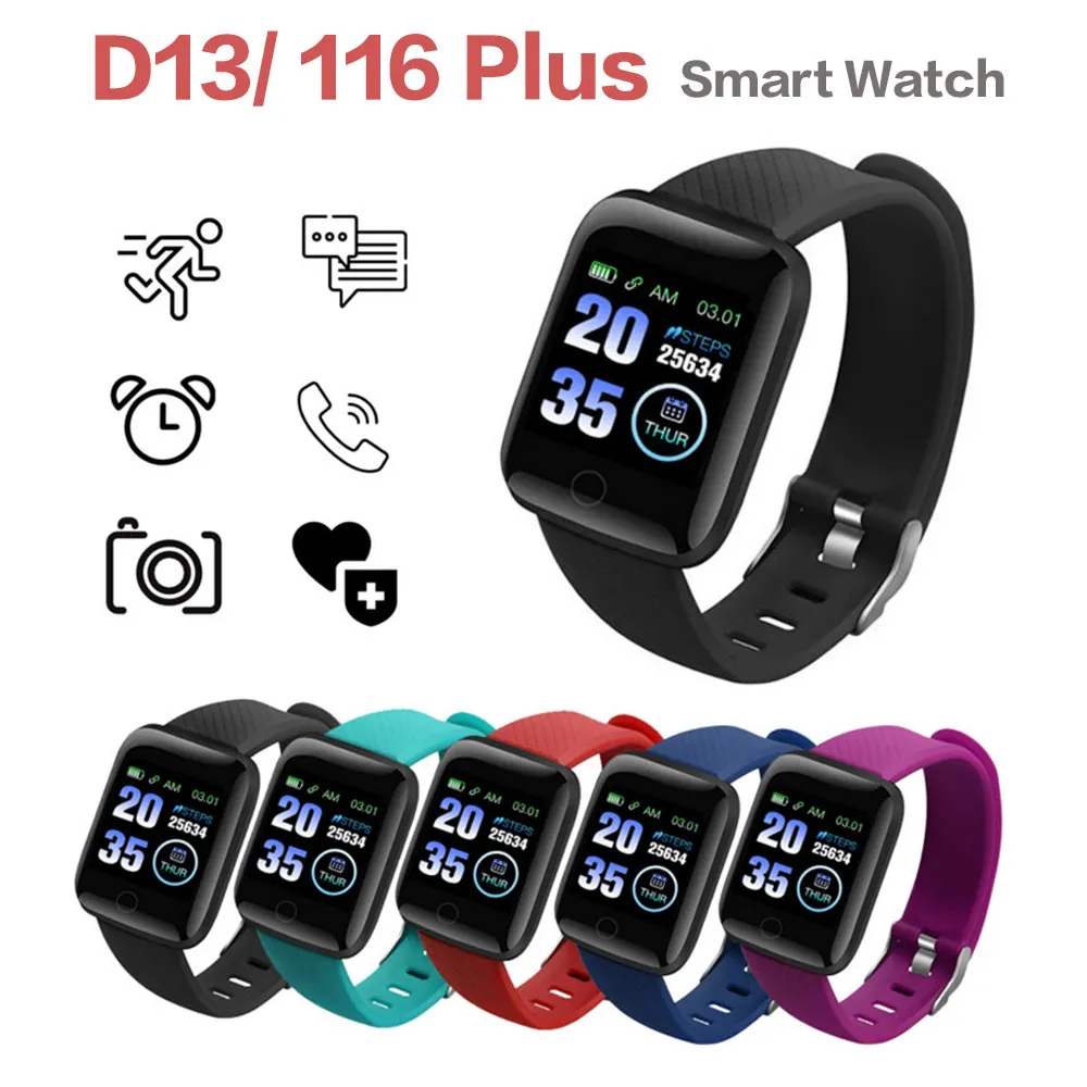 ID116 Plus Smart Wristbands Bracelet Sports Fitness Watch with Running Tracker Heart Rate Pedometer Blood Pressure Wristband
