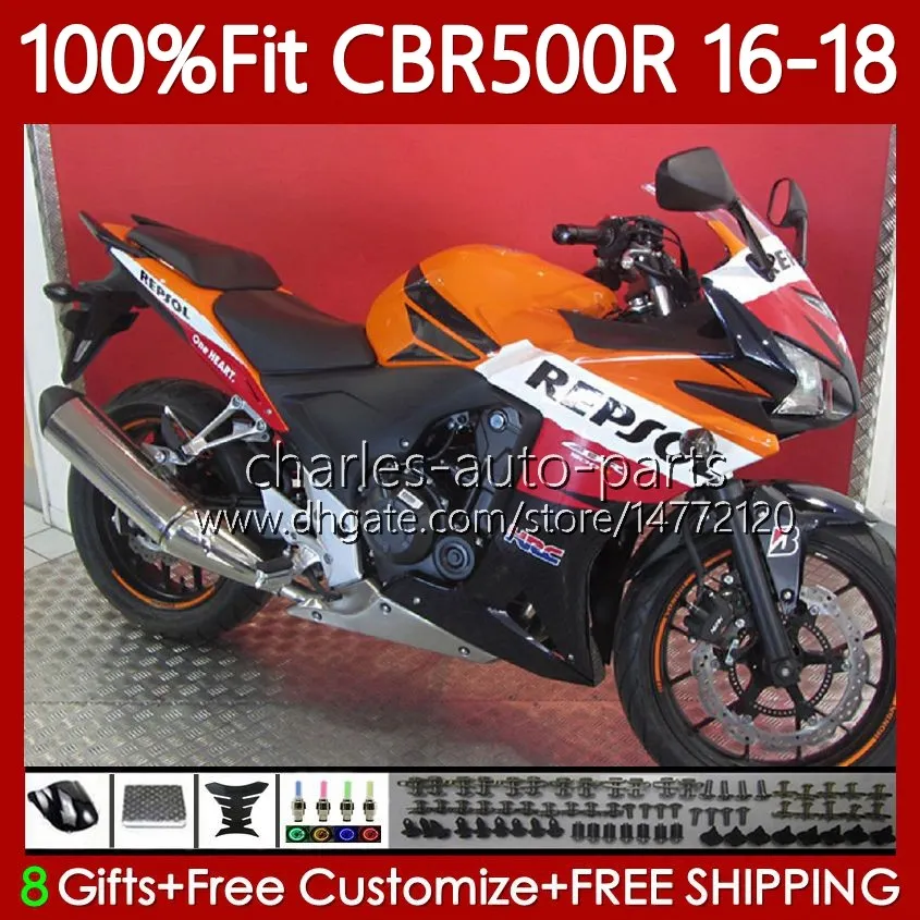 Stampo iniezione OEM per Honda Body CBR500 CBR 500 R RR CC 500R 500CC 16-18 BODYWORK 111NO.2 CBR500cc Repsol Orange CBR500R 16 17 18 CBR500RR 2016 2017 2017 FAILINGI