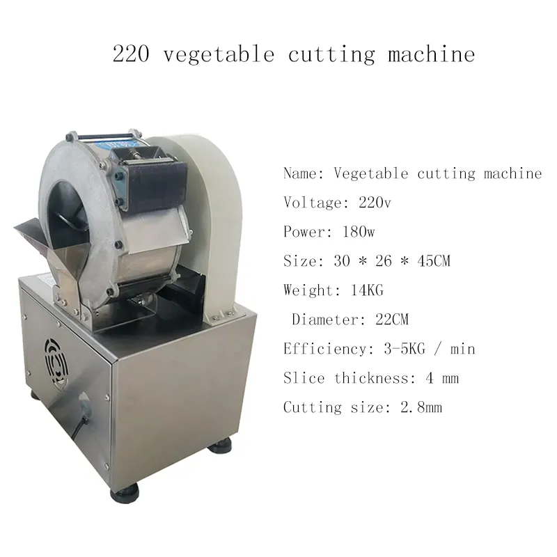 220VCarrot Slice Machine Selleri Dicing Maker Ripple Potatis Slicer Ost Grater Multifunktionell Vegetabilisk Cutter Machine 3-5kg / min