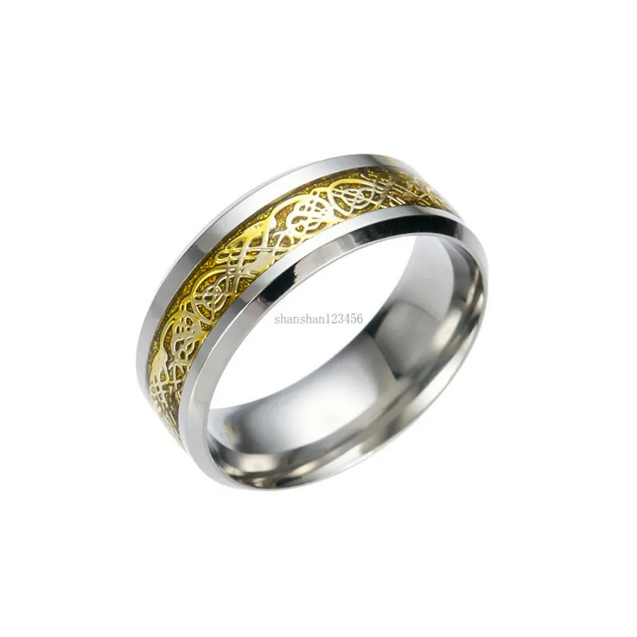 Edelstahl-Drachenring-Band-Fingerringe in Kontrastfarbe für Damen- und Herrenringe, Modeschmuck, Will und Sand