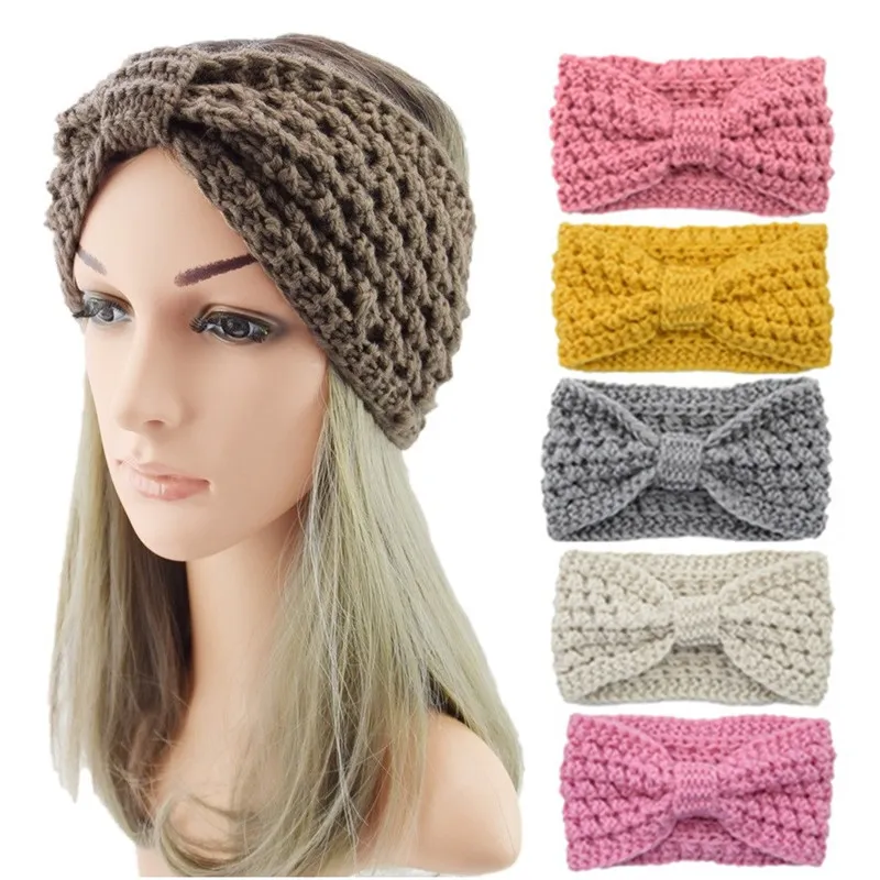 Winter Houd Warm Breien Hoofdband Wollen Garen Haarband Buitenshuis Sport Yoga Hoofddeksels Pineapple Bubble Bow Hoofd Band Party Gunst T9i00879