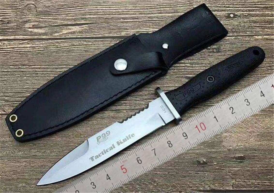  Cuchillo Bowie de supervivencia táctica de 10, de caza tipo  Rambo, hoja fija con vaina