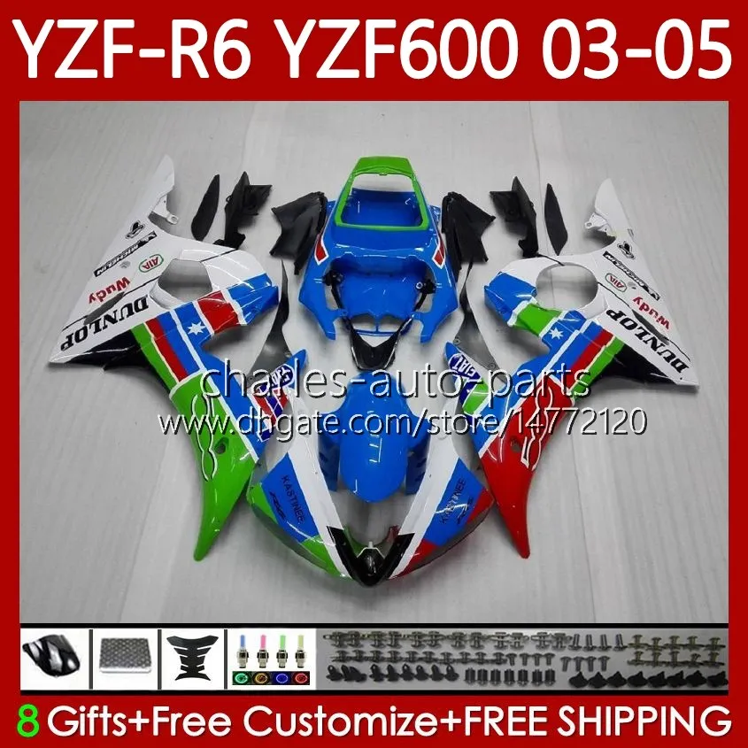 OEM Fairings For YAMAHA YZF-R6 YZF R 6 600 CC YZF600 YZFR6 03 04 05 Body 95No.22 YZF R6 600CC 2003 2004 2005 Cowling YZF-600 03-05 Motorcycle Bodywork Kit blue white blk