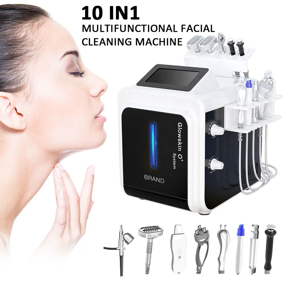 10 i 1 Hydra Aqua Peel Dermabrasion Blackhead Cleansing Oxygen Facial Machine Microdermabrasion Vakuum Djup ren skönhetsutrustning