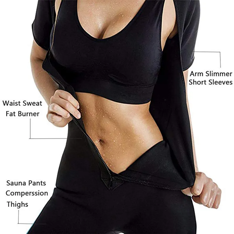 Neoprene Sauna Shorts Suit With Zipper Womens Neoprene Slimming