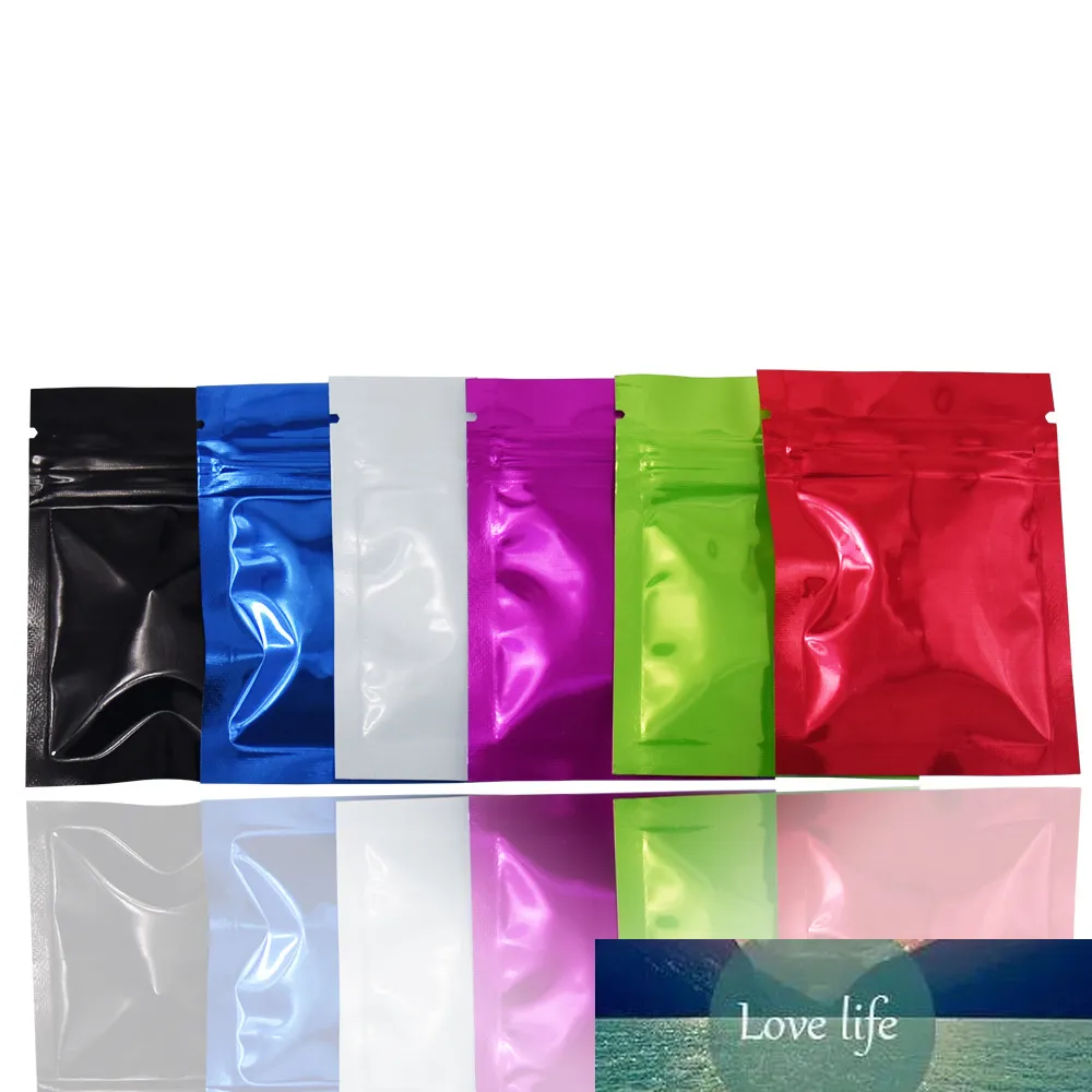 200Pcs 6x8CM Smooth Aluminum Foil Zip Lock Packaging Bag with Tear Notch Heat Sealable Snack Retails Crafts Storage Bag