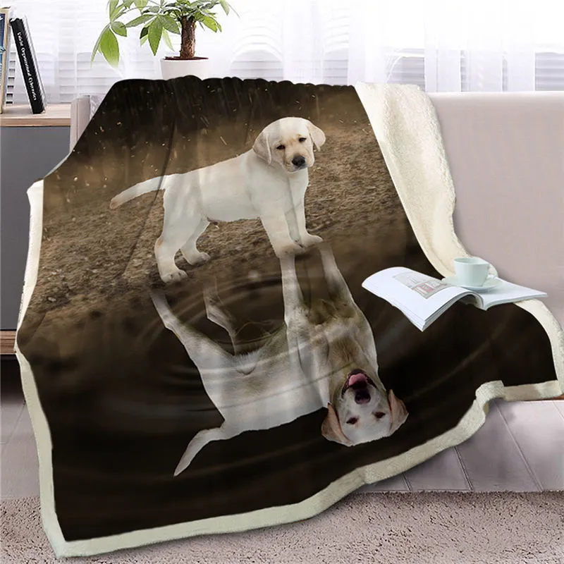 BlessLiving Pug Sherpa Pet Photo Blanket On Beds Animal Throw Pet