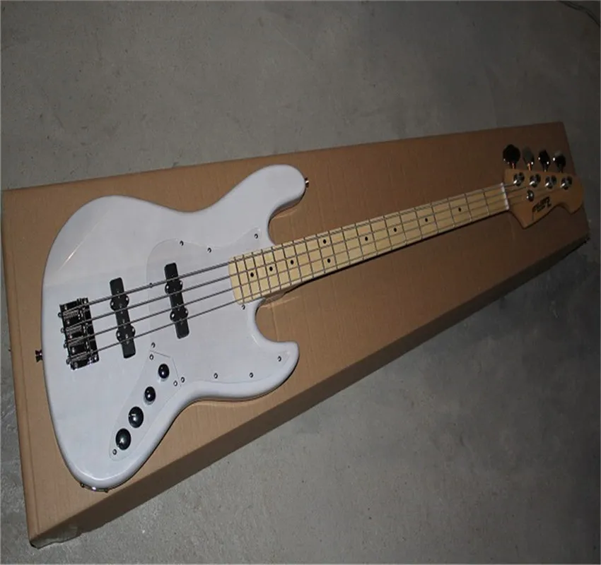 Hoge kwaliteit Custom Shop White 4 Strings Tuning System Jazz Elektrische Bas Gitaar