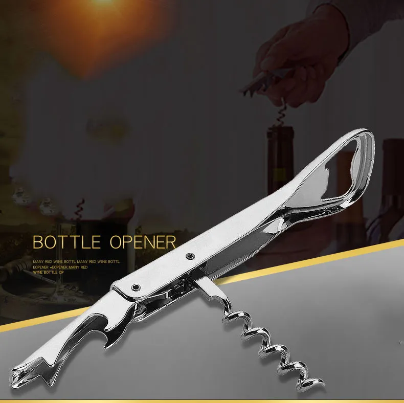 Creative Bottle Opener Rostfritt stål Vin korkskruv ölflaska kan ta bort skärare för köksverktyg bar accessoires v6