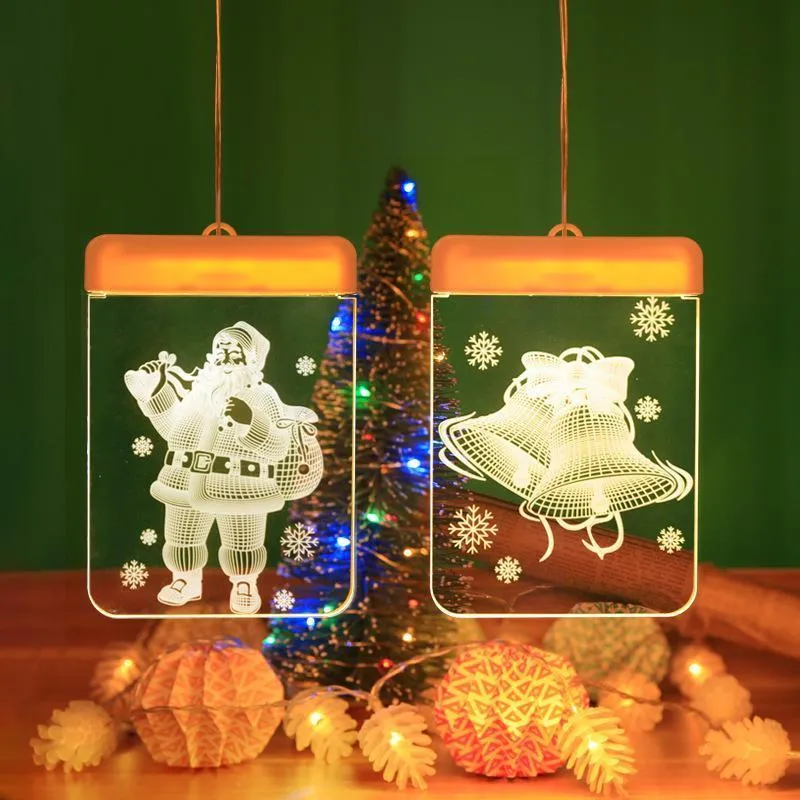 LED Indoor Christmas Lamp String Snowflake Santa Claus Elk Shape Christmases Decorate Coloured Lights New Arrival 9cy J2