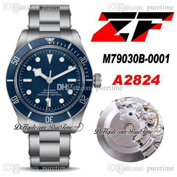 ZF フィフティエイト 39 ミリメートル A2824 自動メンズ腕時計ブルーデイルホワイトマーカーステンレススチールブレスレット PTTD 79030 スーパーエディション Puretime 2022 DAC24