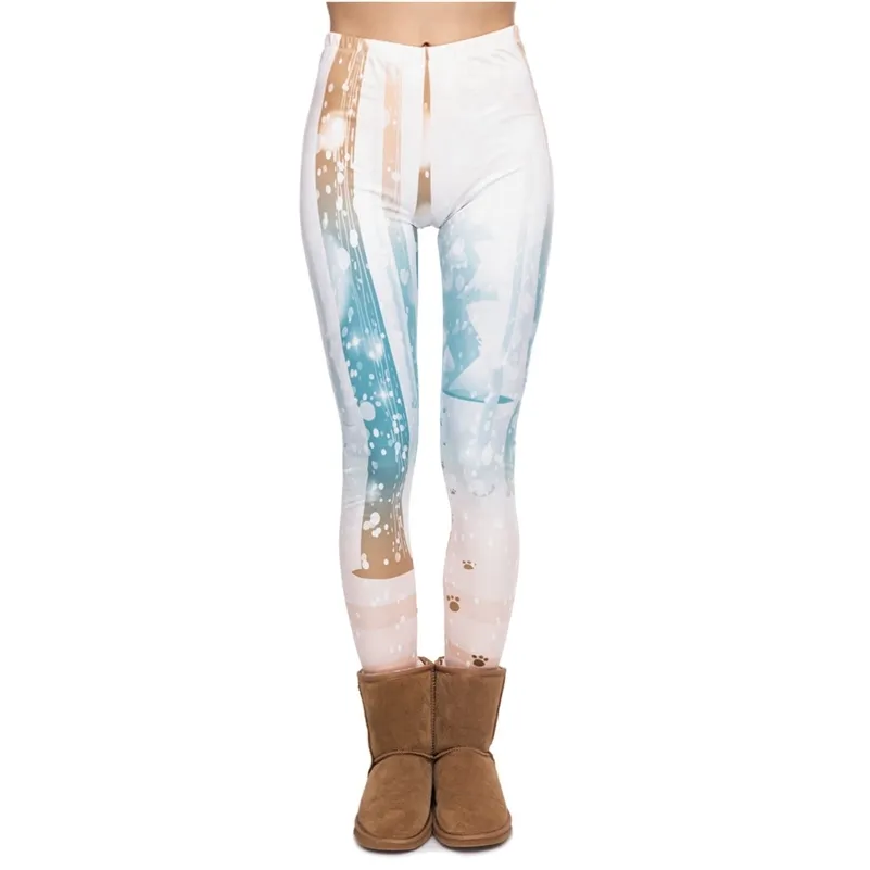 Nuove donne di design Legging Snow Marks Stampa Fitness Leggings Pantaloni donna a vita alta di Natale LJ201006