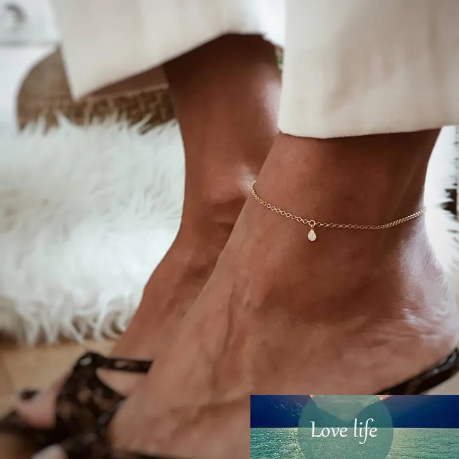 1pcs mode simple goutte d'eau cristal anklets bracelets pour femmes branchées ankinette sandle patte nu féminin charme charme bijoux