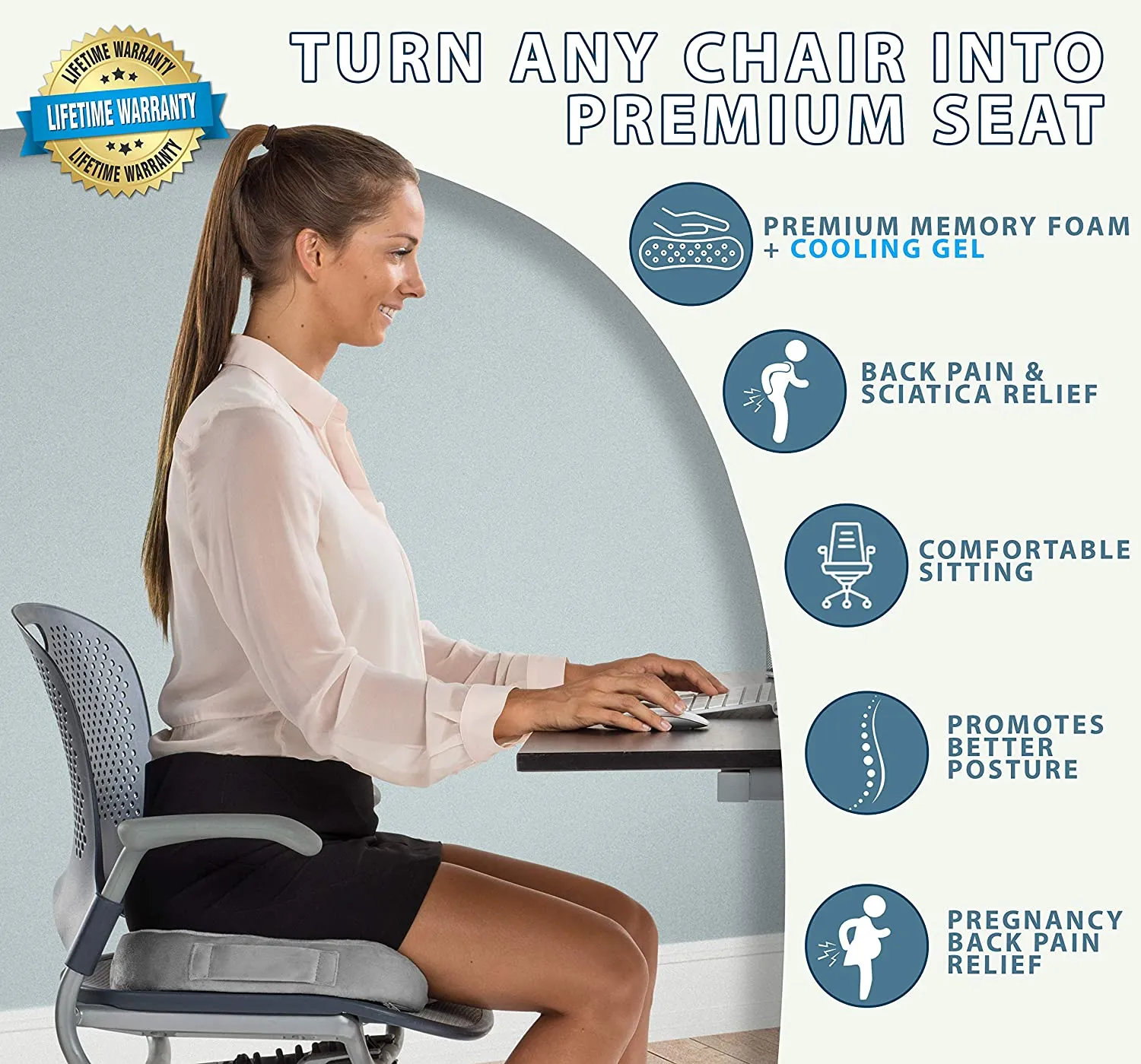 Memory Foam Seat Cushion Enhanced Seat Cushion Coccyx Cushion for Tailbone  Pain - Office Chair Car Seat Cushion - Sciatica & Back Pain Relief Travel