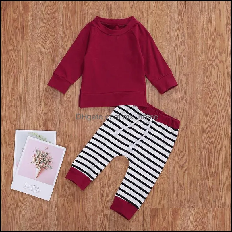 kids Clothing Sets boys outfits infant toddler Tops+stripe pants 2pcs/set Spring Autumn fashion Boutique baby clothes Z5057
