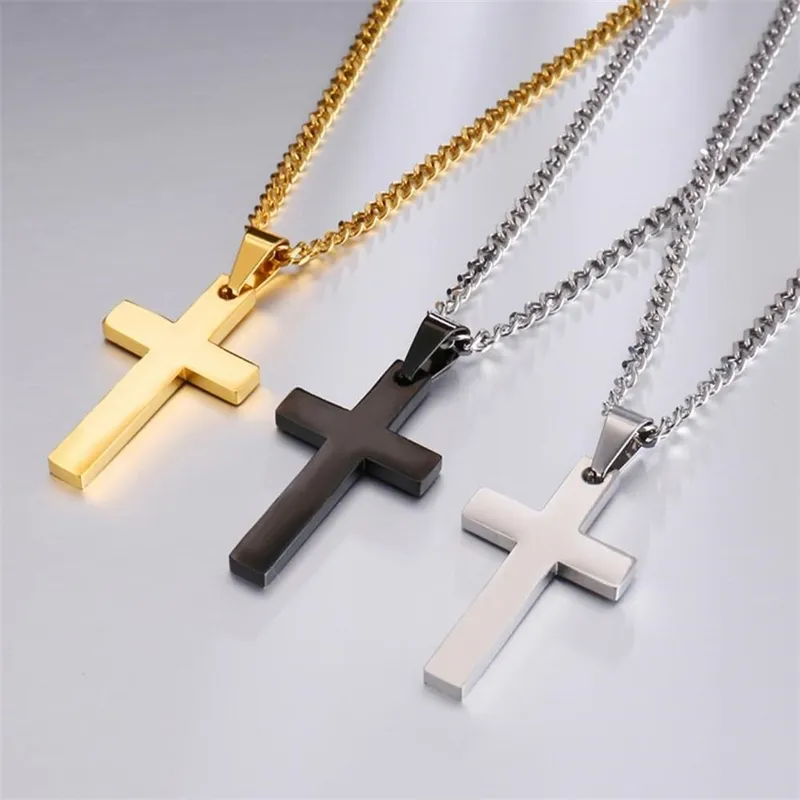 2020 Western Religieux Croix Christ En Acier Inoxydable Pendentif Collier De Mode Mâle Bijoux