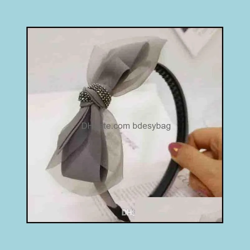 designer headbands Mesh with diamond version Toothed anti-slip bow headband female