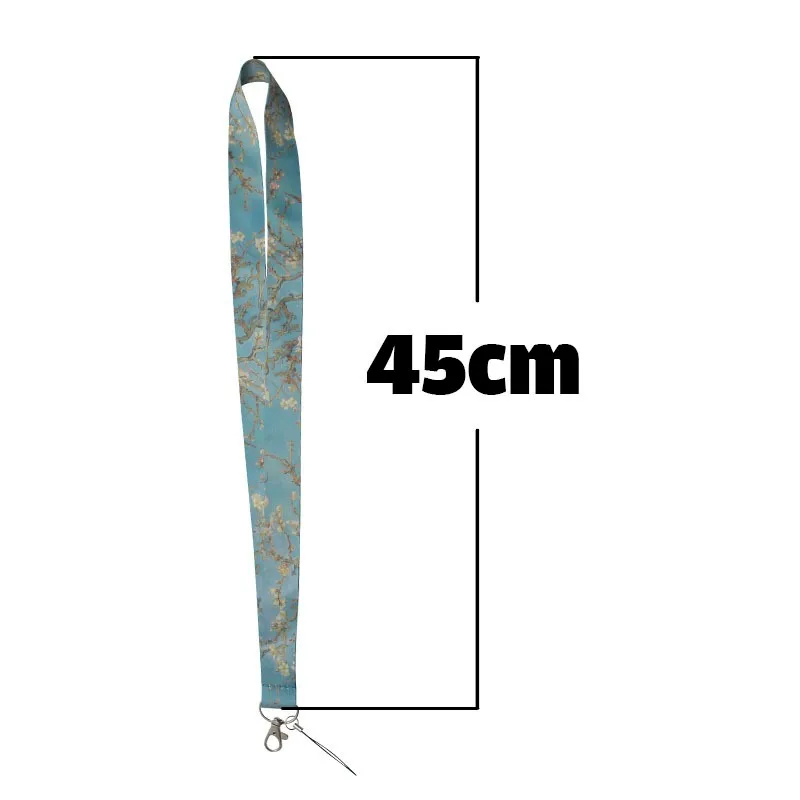 5 pièces/ensemble Van Gogh fleurs de cerisier longes d'identification pour carte d'identité de clé salle de sport sangle de téléphone portable USB porte-Badge corde pendentif porte-clés cadeau