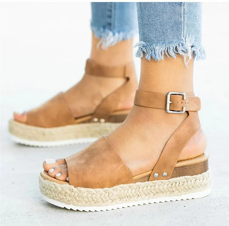Brown plus size cunhas sapatos para mulheres saltos altos sandálias mulheres sandálias sapatos de verão flip flop chaussures femme plataform