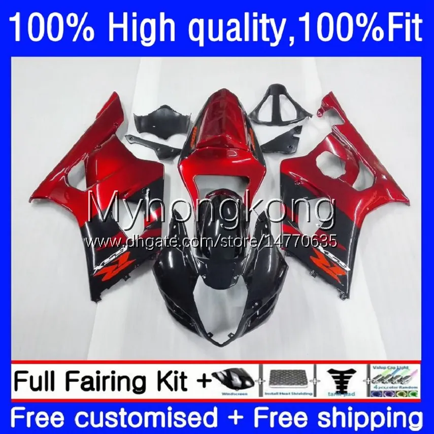 Injektionsformmissioner för SUZUKI GSXR1000 GSX-R1000 K3 2003-2004 Bodywork 25No.0 GSXR 1000 CC 1000CC 2003 2004 GSXR-1000 03 04 Motorcykel OEM Bodys Factory Red