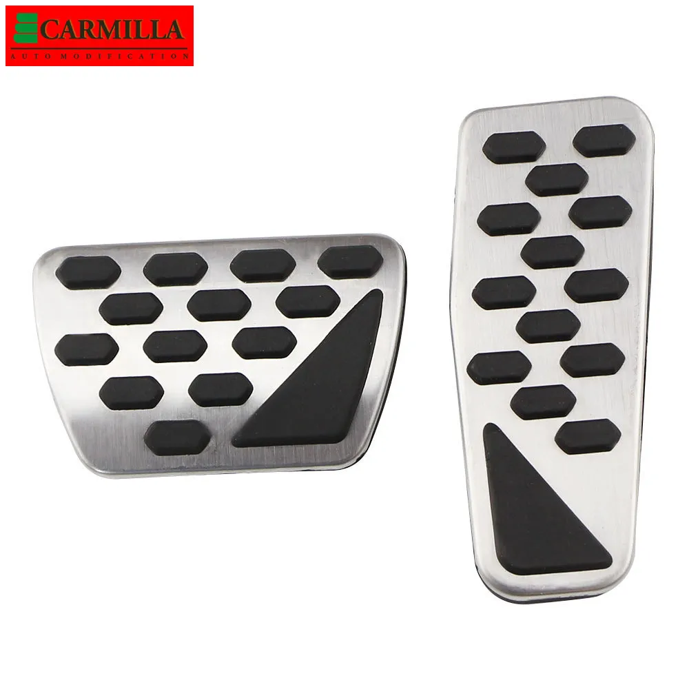 Carmilla Car Gas Brake Cover Auto Stainless Steel Foot Pedal Pad Kit for Jeep Wrangler JL 2019 2020 2021 Models AT