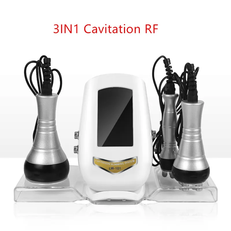 Anti-celluliterkroppsbantning Lipoanordning Hem Använd 3 Handtag Fettreducerande Kavitation RF Machine Vacuum Cavi System