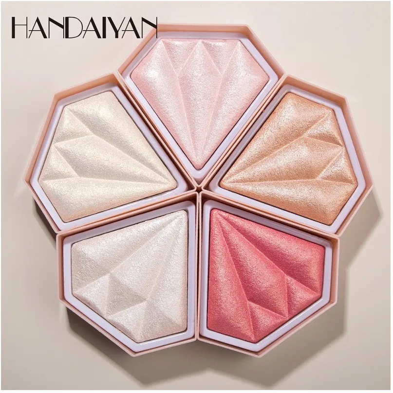 Handaiyan 5 Colors Highlighter Powder Facial Palette High Light Shimmer Brighten Brighten Bronzer Contour Cosmetic Makeup