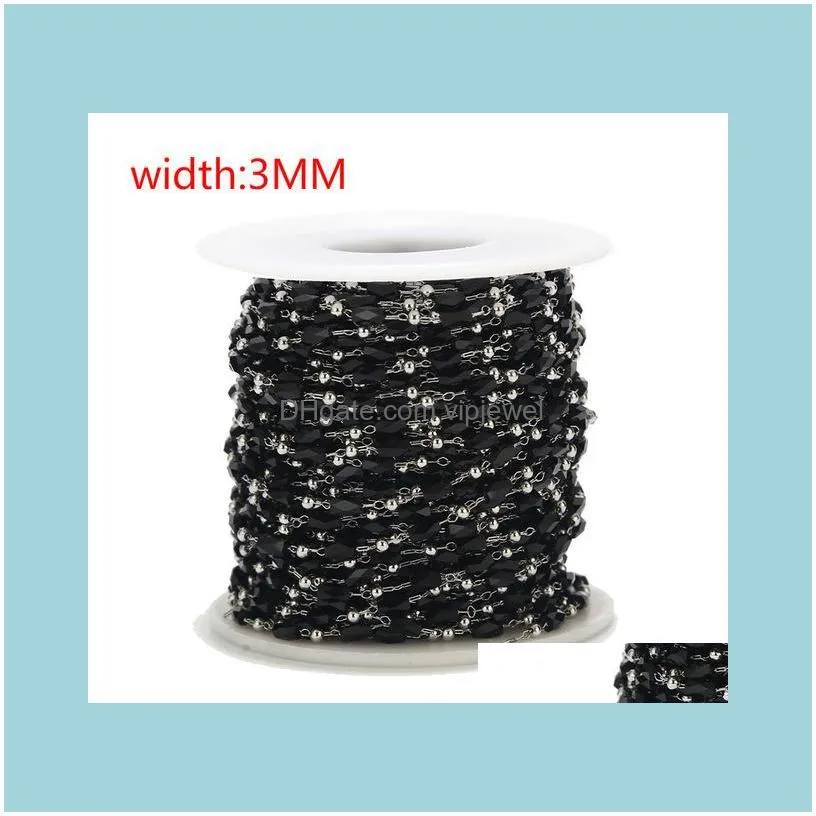 new style Stainless Steel Chains with glass beads for Jewelry crafts Making 3mm width