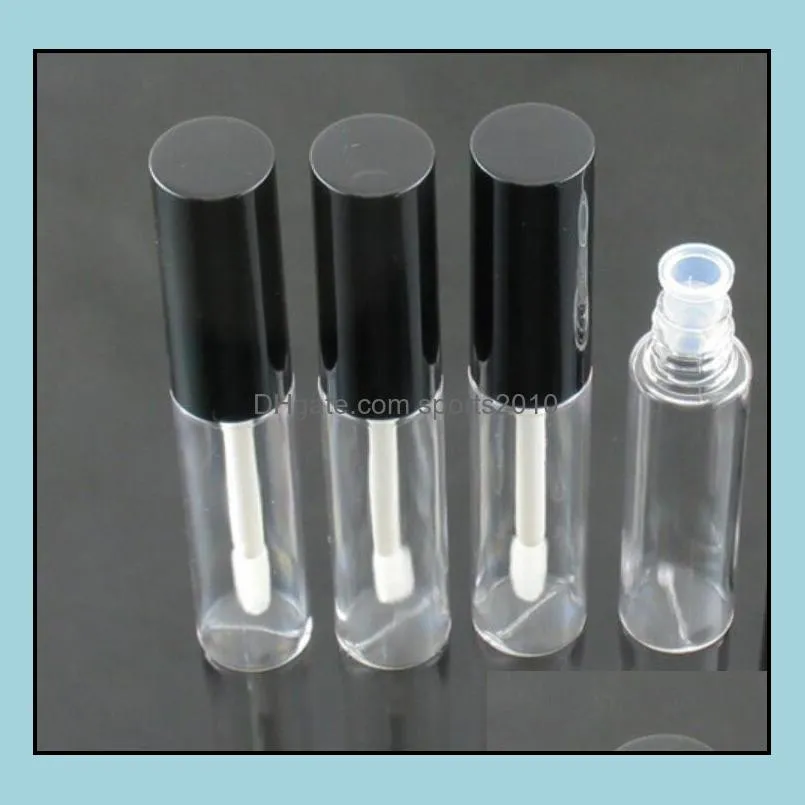 10ml empty lip gloss bottle lip oil container, lipgloss vial,empty round lip gloss tube packing with black silver cap LX1982