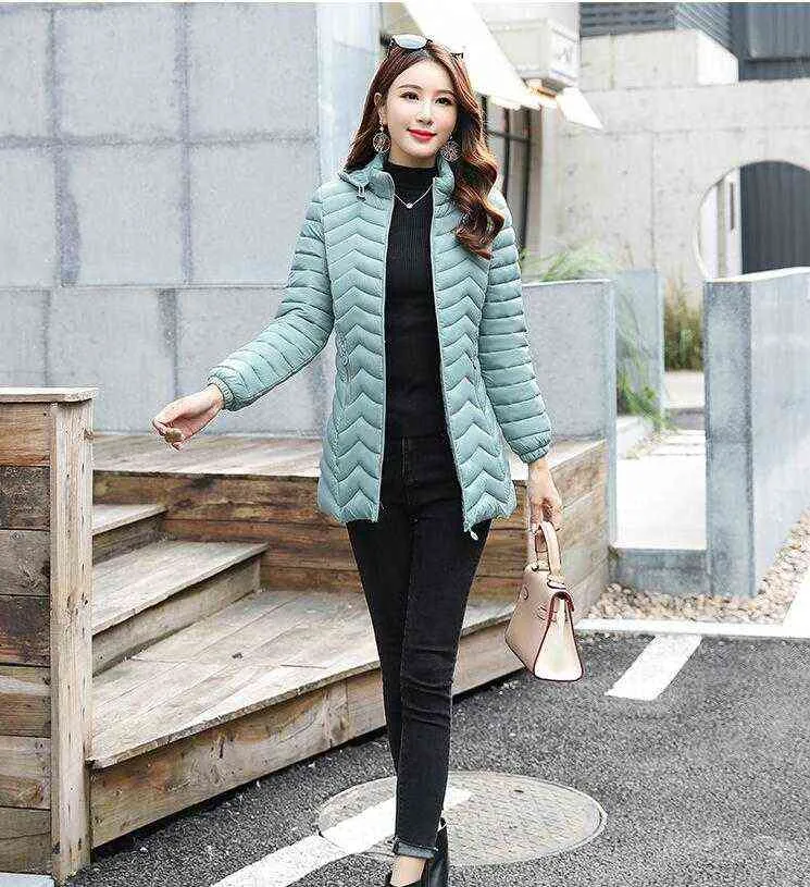 Giacca Invernale Da Donna Moda Sottile E Leggera Parka In Cotone